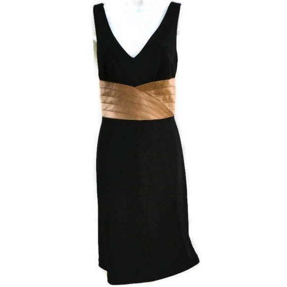 Kay Unger Dresses & Skirts - Kay Unger New York Black Dress Classic Pintuck Silk Satin Waist Designer  8